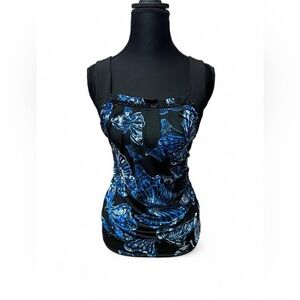 Y2K blue butterfly beaded tank top early 2000s Fairycore small whimsical goth